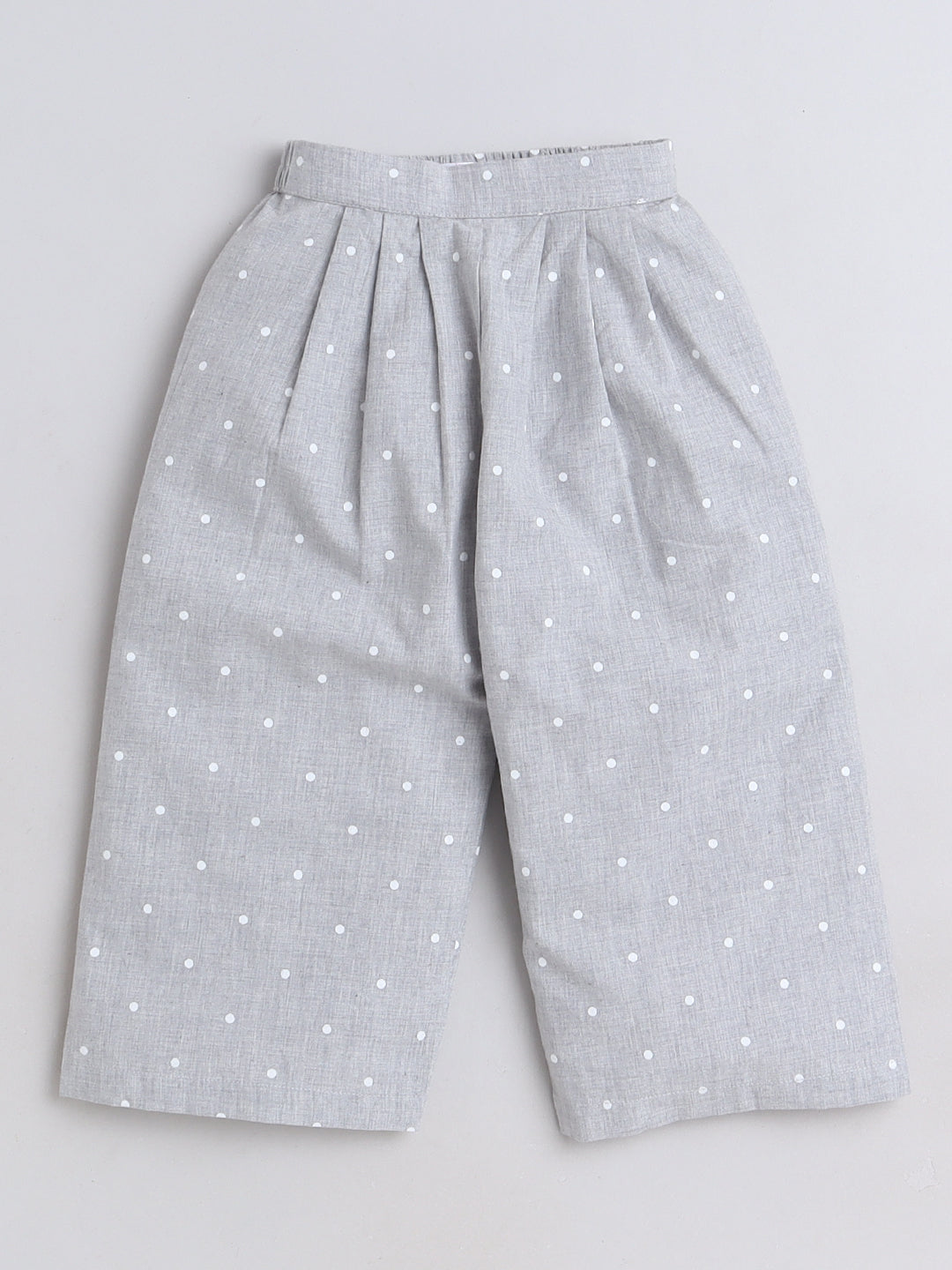 Grey Polka Dots Coordset with Crop top and Pleated Pants