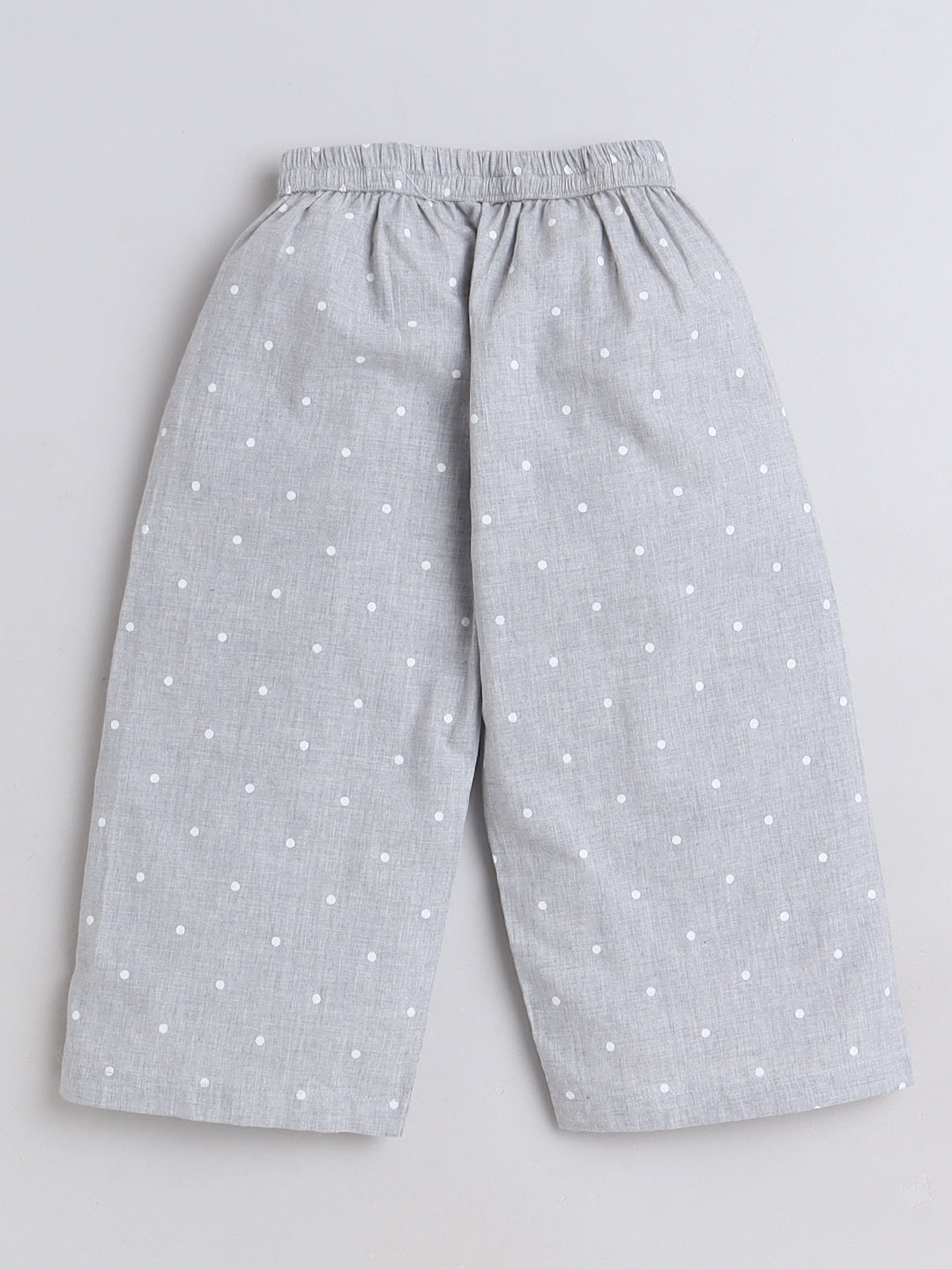 Grey Polka Dots Coordset with Crop top and Pleated Pants