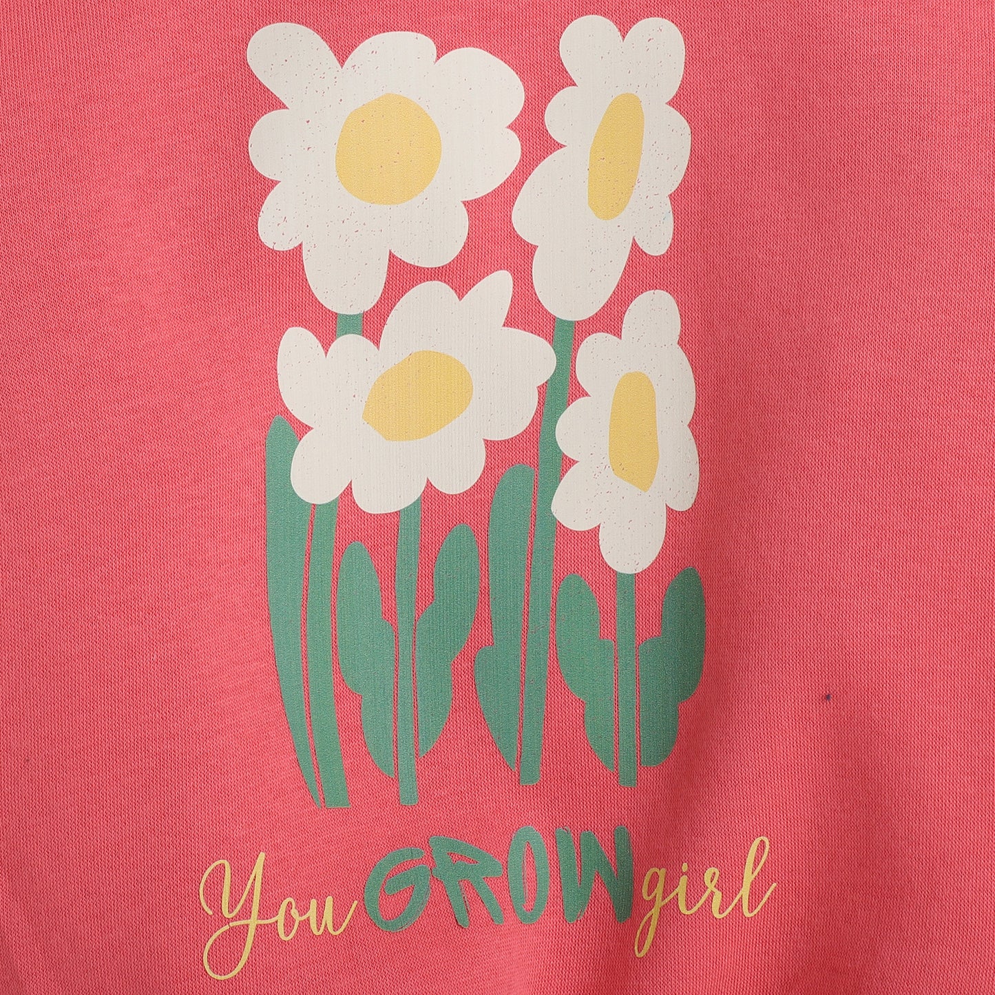 Cute Flower Print Sweatshirt with Fleece Lining- Pink