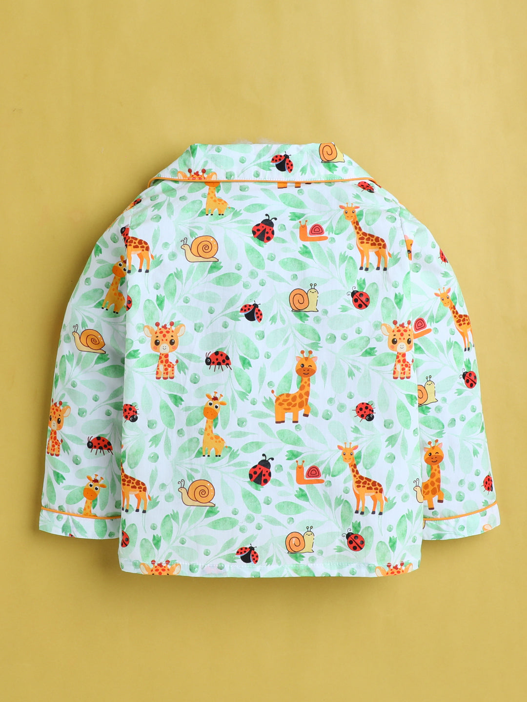 Lady Bugs, Giraffee and Snail Print Nightsuit- White