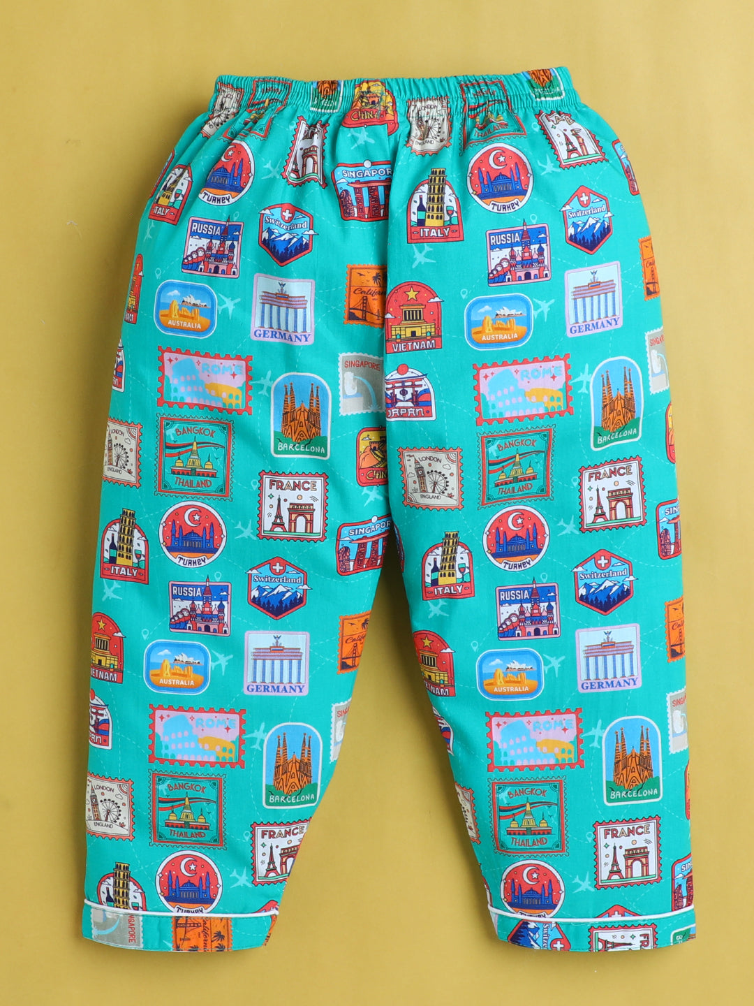 Stamps Print Nightsuit- Green