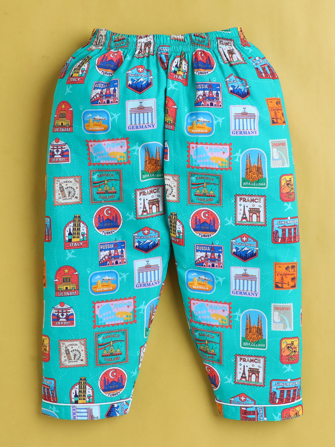 Stamps Print Nightsuit- Green