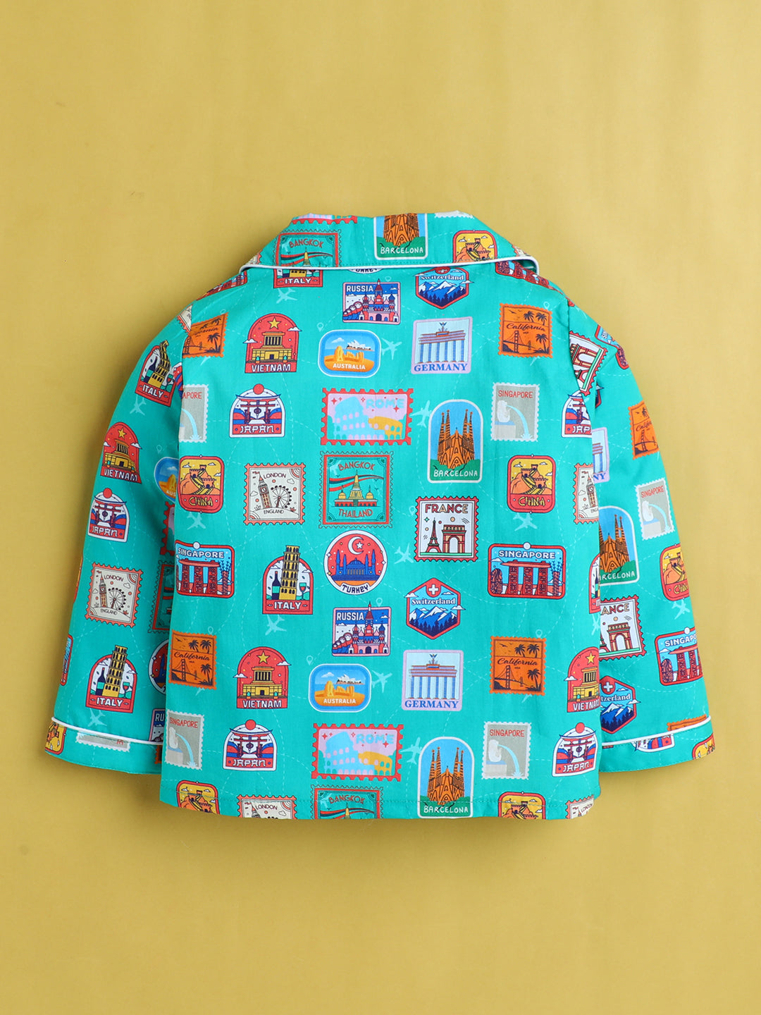 Stamps Print Nightsuit- Green