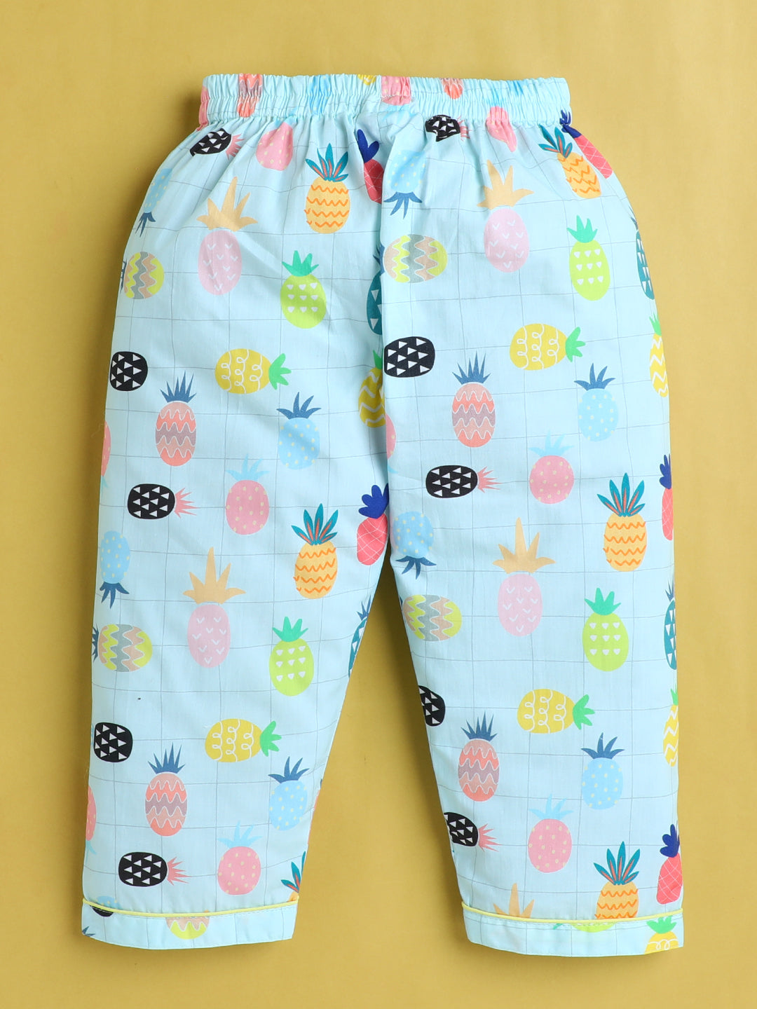 Pineapple Print Nightsuit- Light Blue