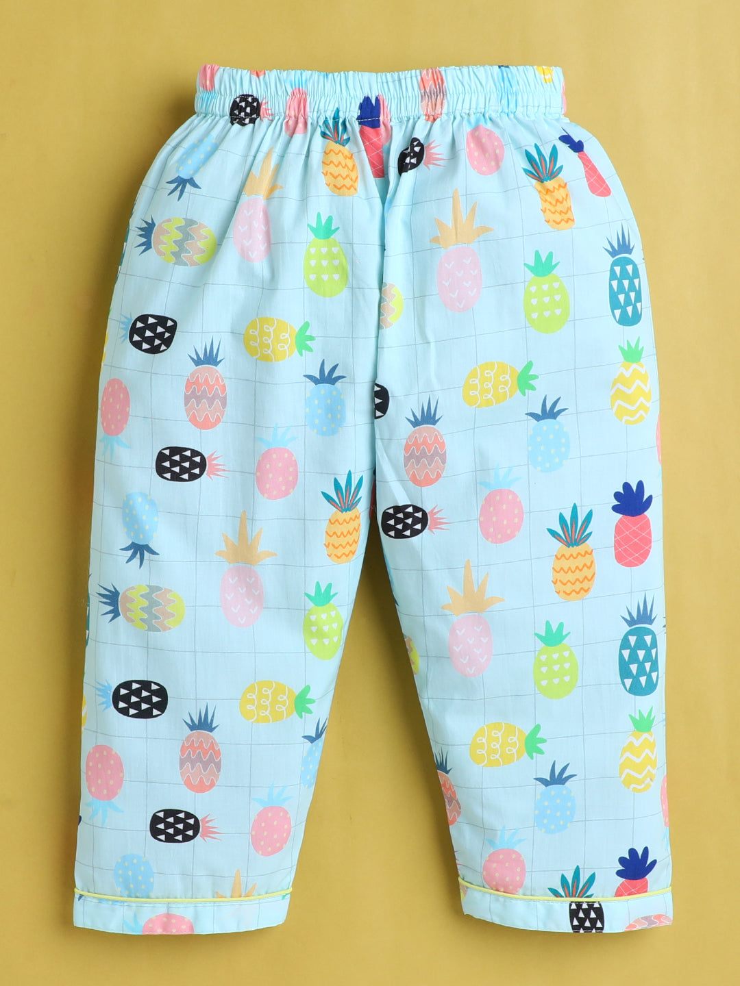 Pineapple Print Nightsuit- Light Blue