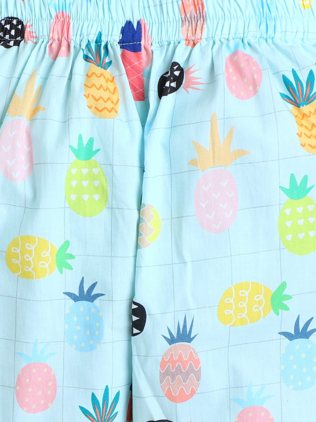 Pineapple Print Nightsuit- Light Blue
