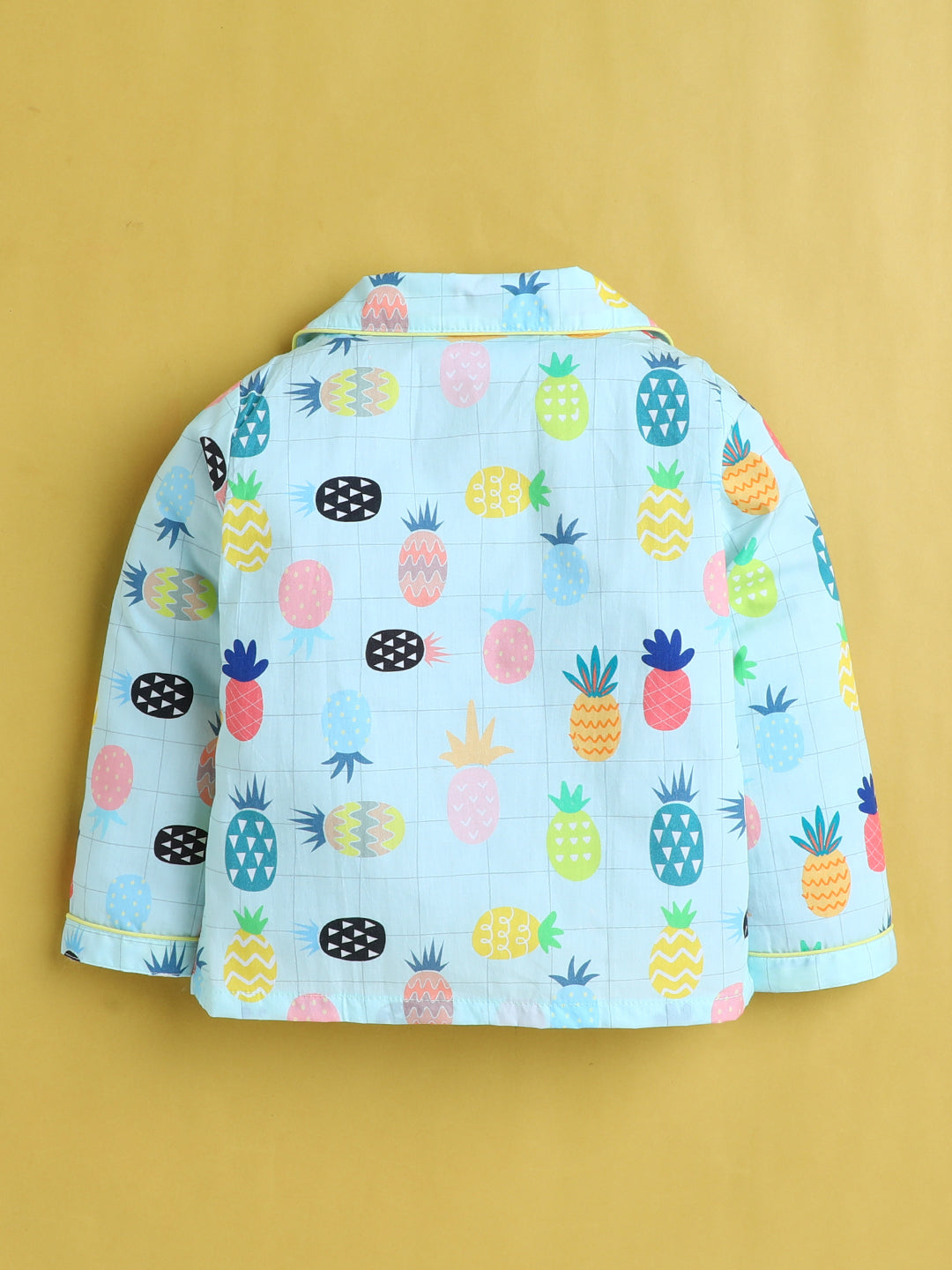 Pineapple Print Nightsuit- Light Blue