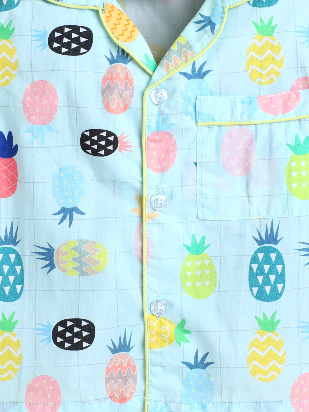 Pineapple Print Nightsuit- Light Blue