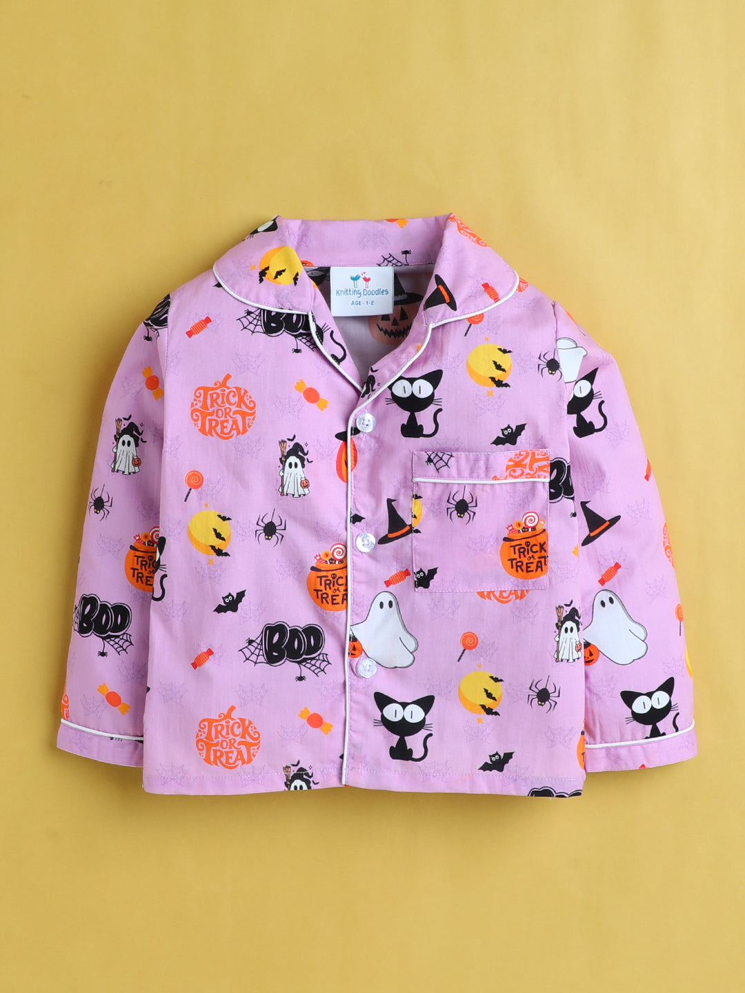 Haloween Print Nightsuit- Purple