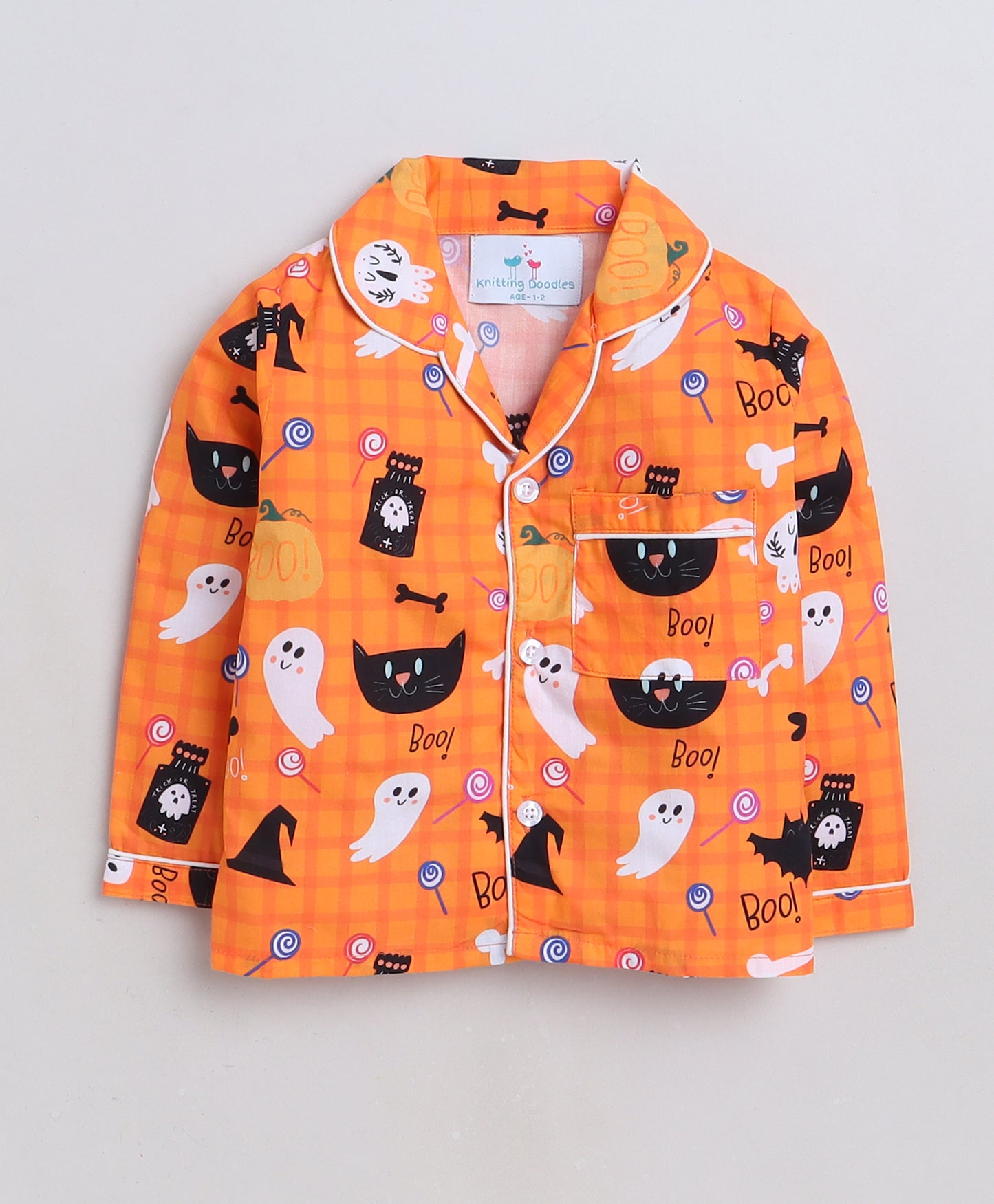 Haloween Pumpkin and Ghosts Print- Orange