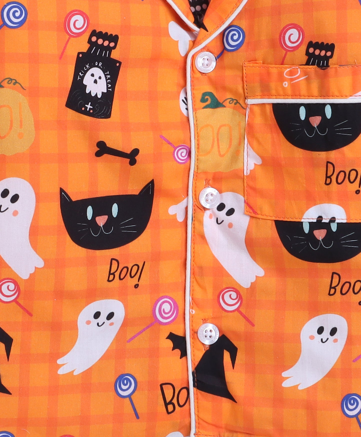 Haloween Pumpkin and Ghosts Print- Orange