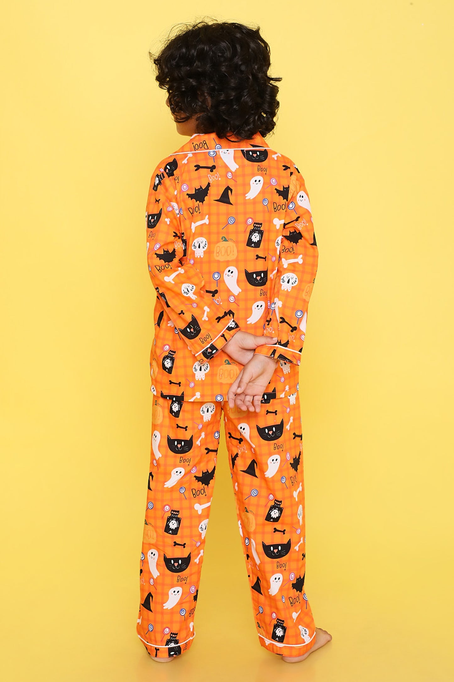 Haloween Pumpkin and Ghosts Print- Orange