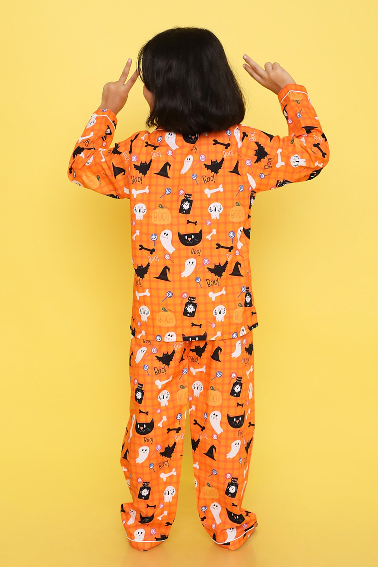 Haloween Pumpkin and Ghosts Print- Orange
