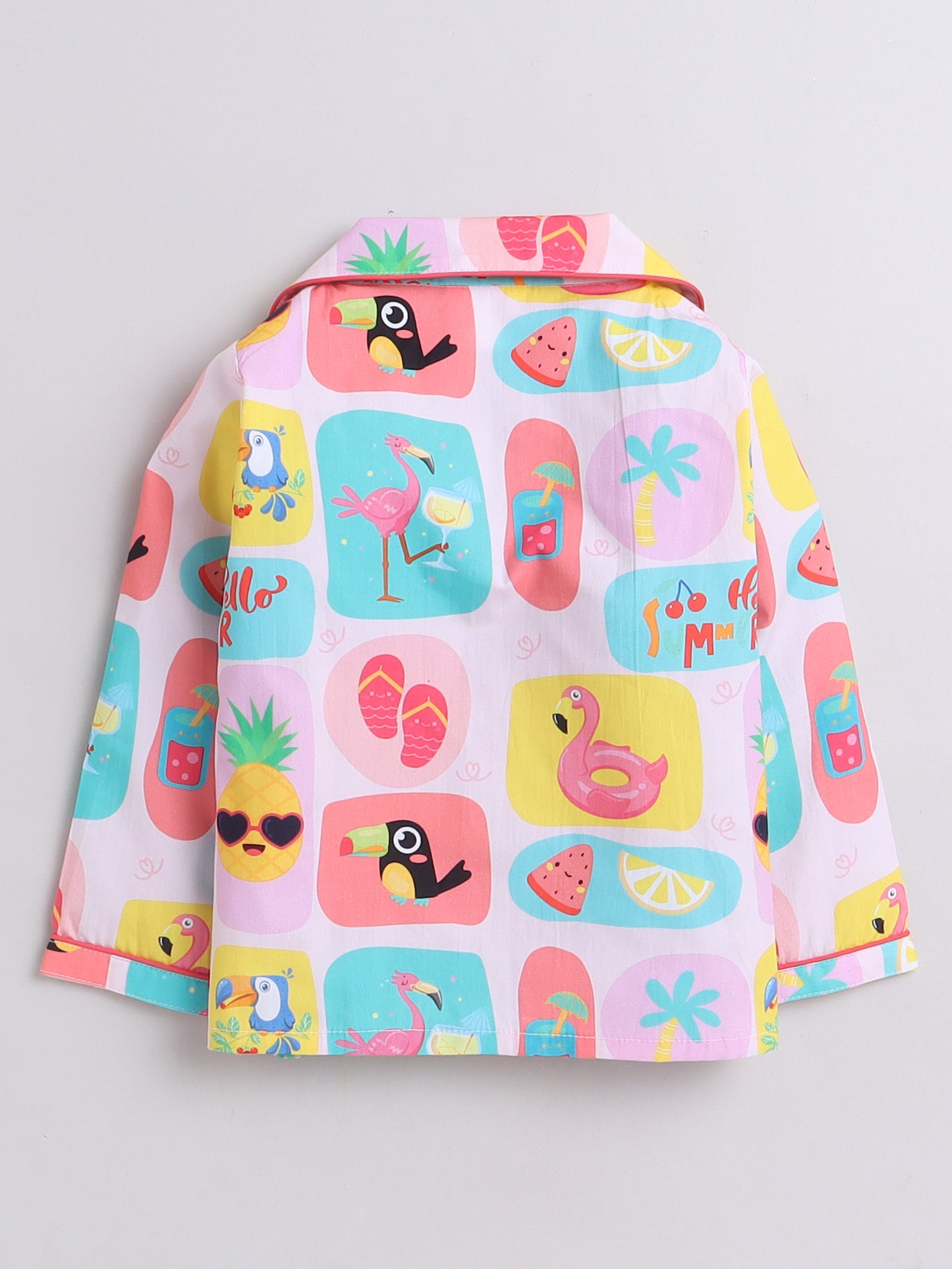 Flamingoes, Toucans and Pineapples Print- Pink