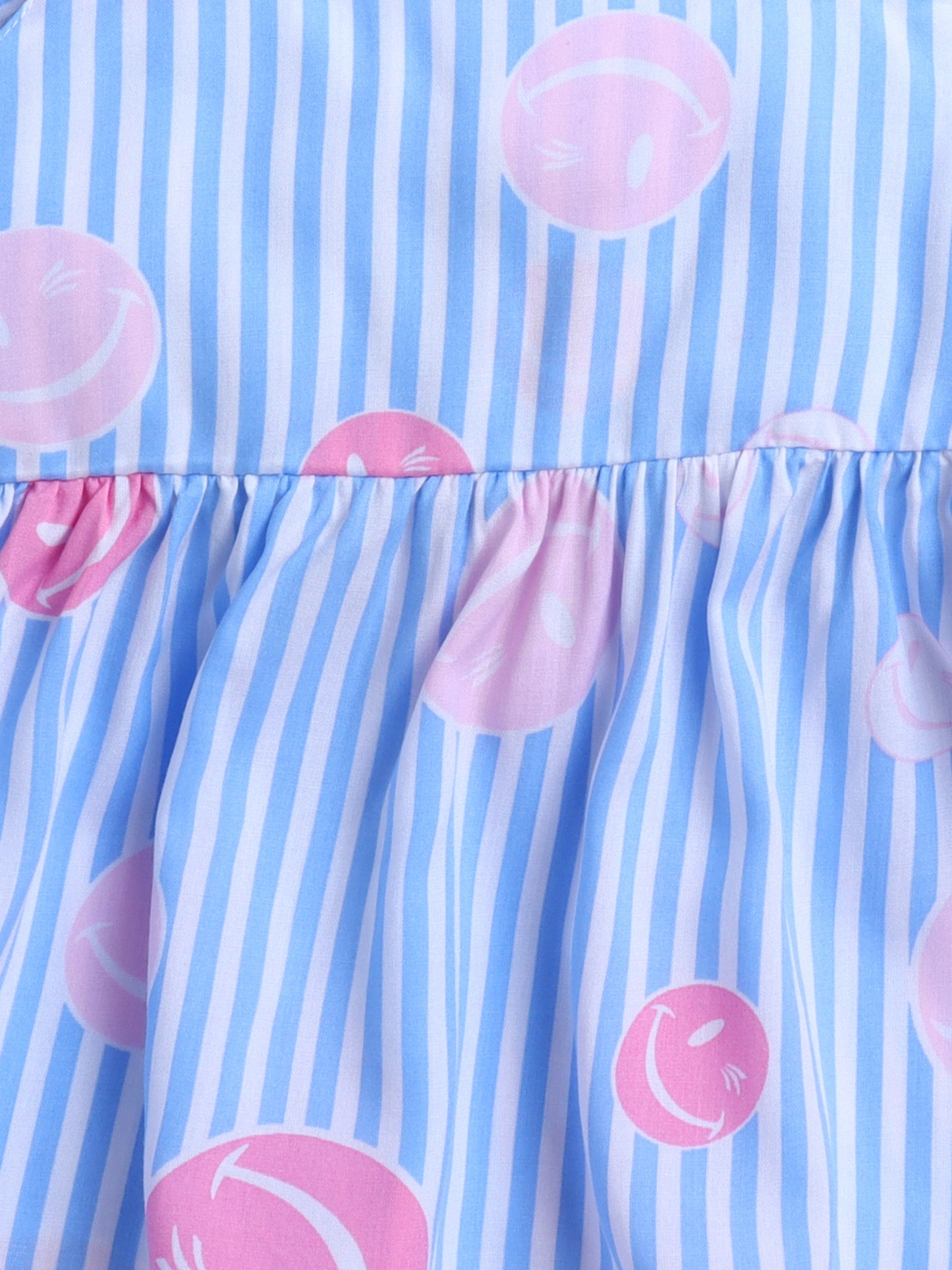 Blue and White Stripes Coord set with Smileys and Pleated Pants
