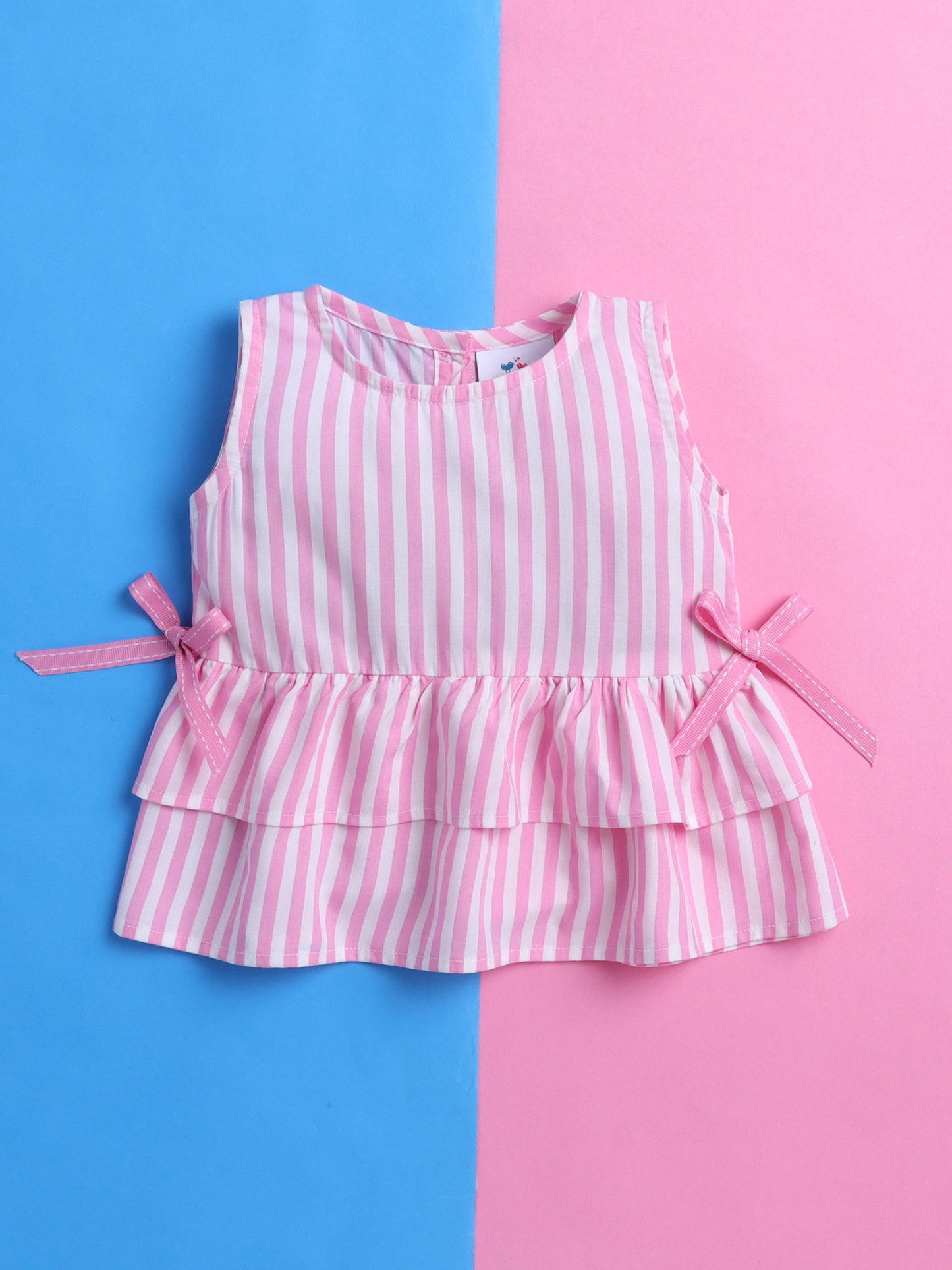 Pink and White Stripes Coord set with and Pleated Pants