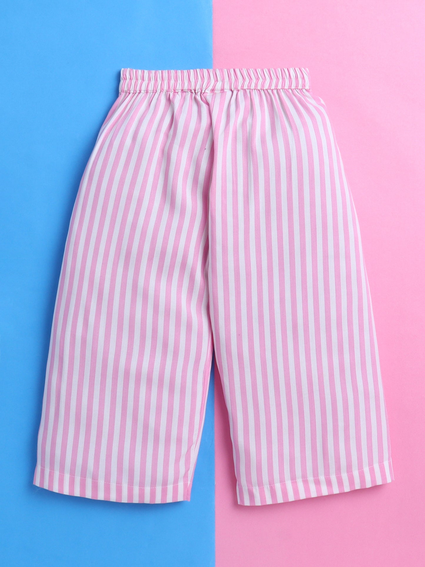 Pink and White Stripes Coord set with and Pleated Pants