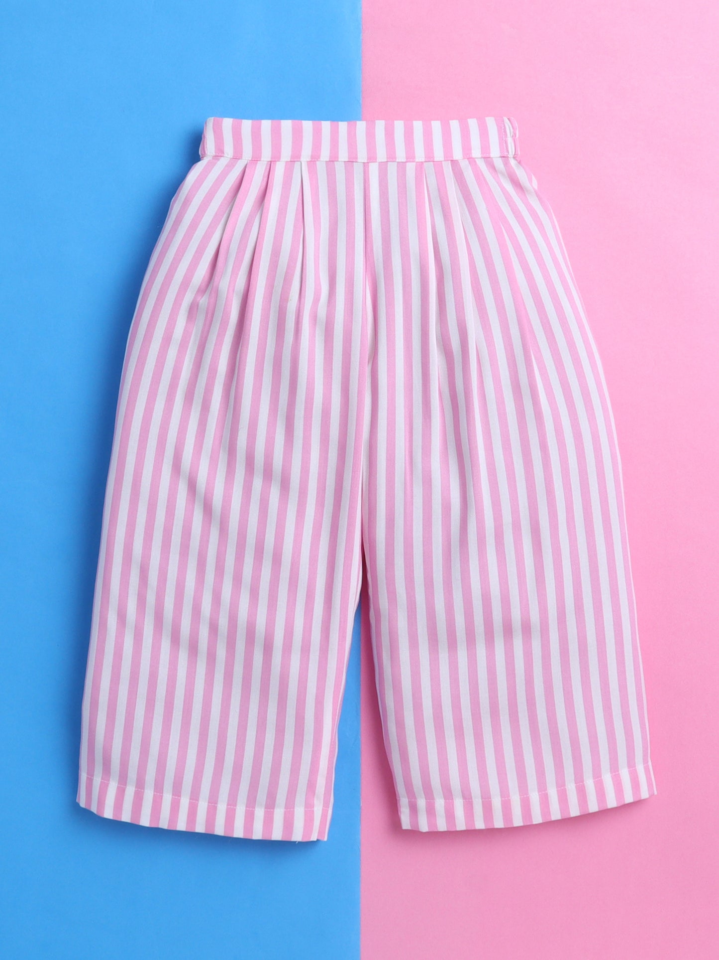 Pink and White Stripes Coord set with and Pleated Pants