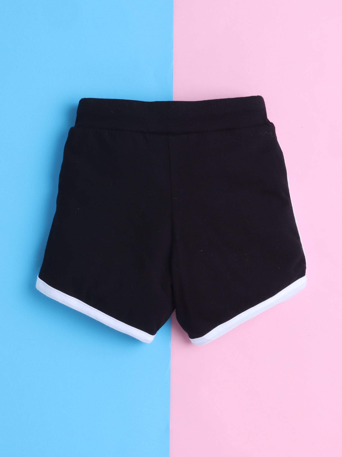 Girls' Cotton Playday Shorts Set with Cute Print- Black