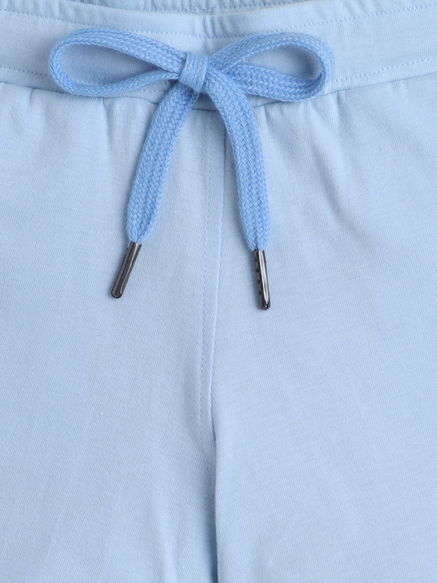 Boys' Cotton Playday Shorts Set with Fun Football Print- Light Blue