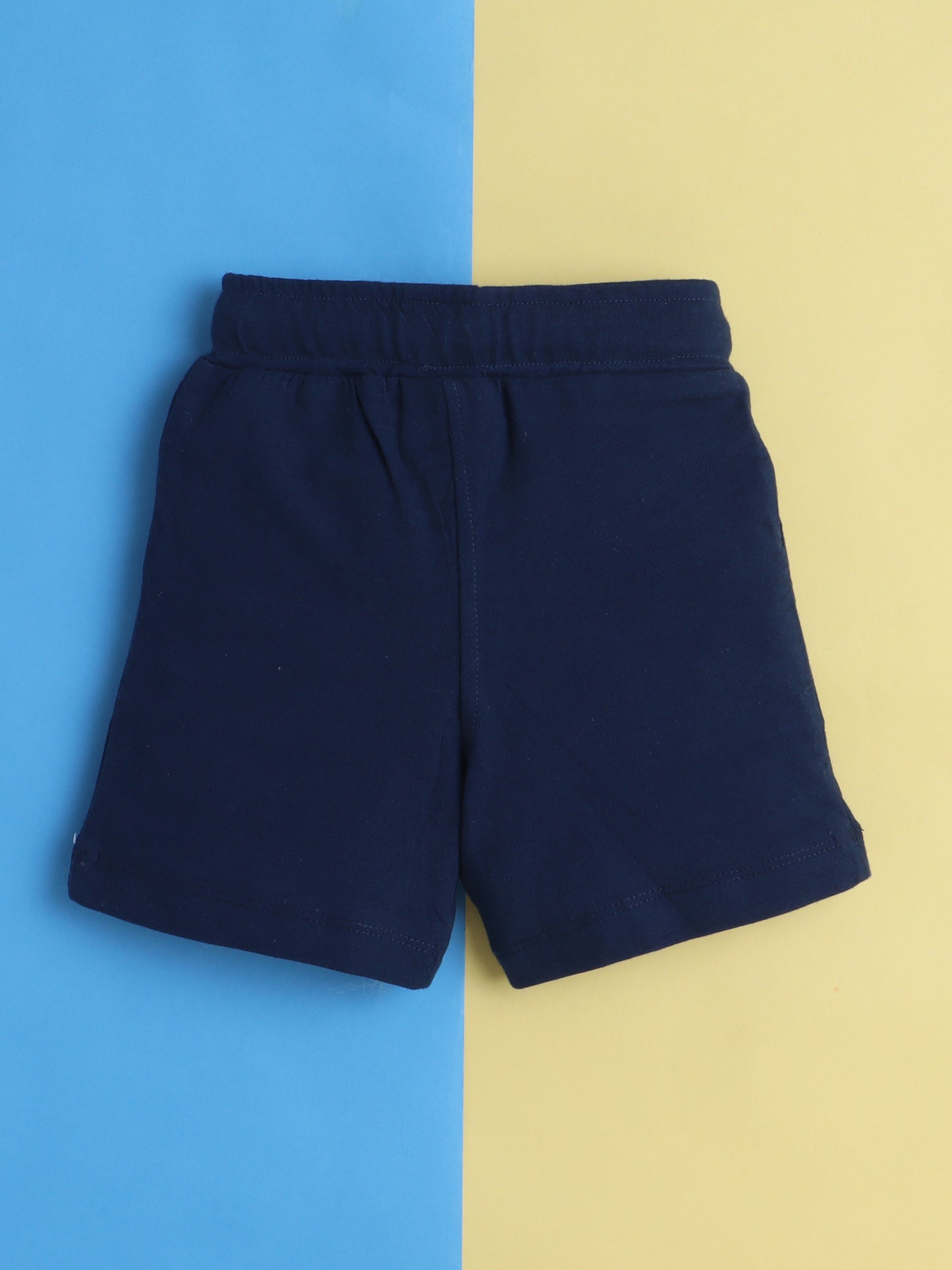 Boys' Cotton Playday Shorts Set with Cute Vehicles Print- Navy