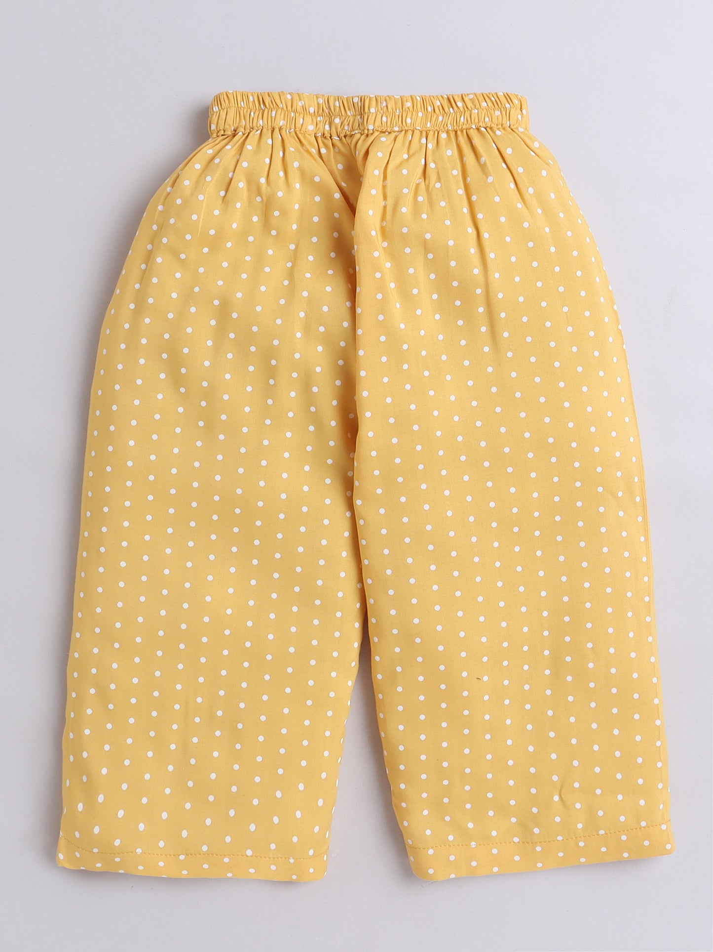 Yellow Polka Dots Coord set with Crop top and Pleated Pants