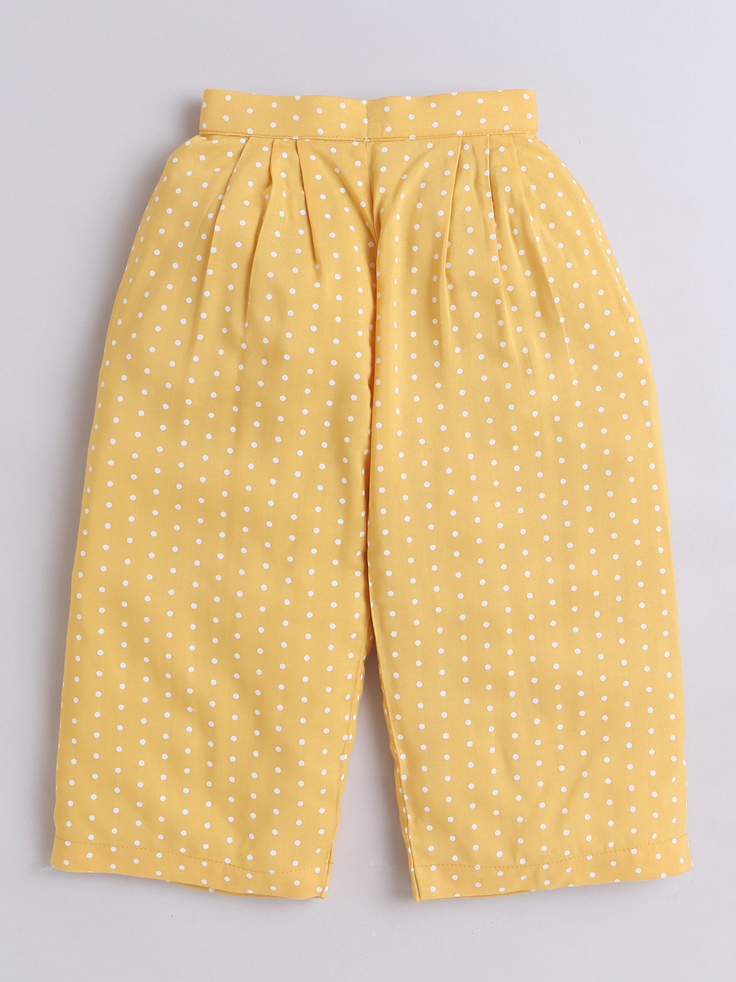 Yellow Polka Dots Coord set with Crop top and Pleated Pants