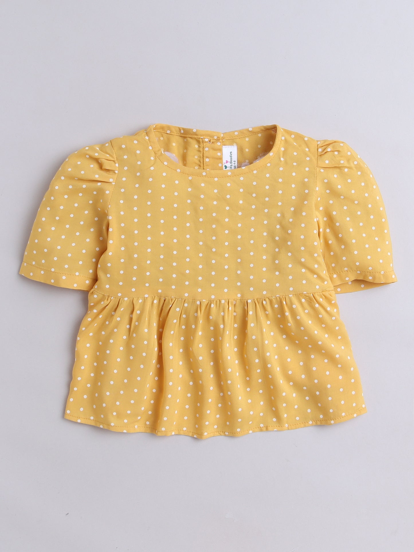 Yellow Polka Dots Coord set with Crop top and Pleated Pants