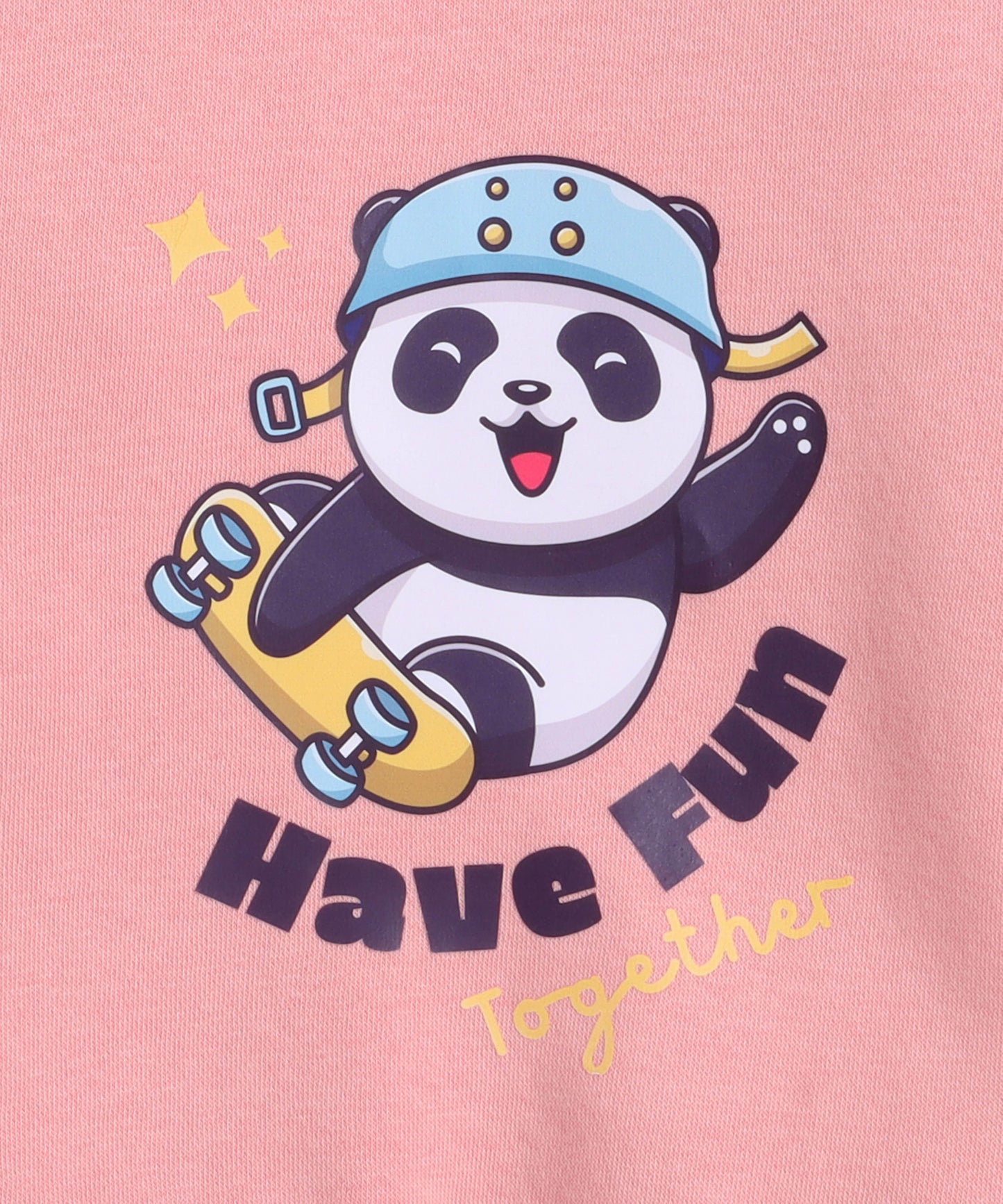 Panda Print Sweatshirt with Fleece Lining- Peach