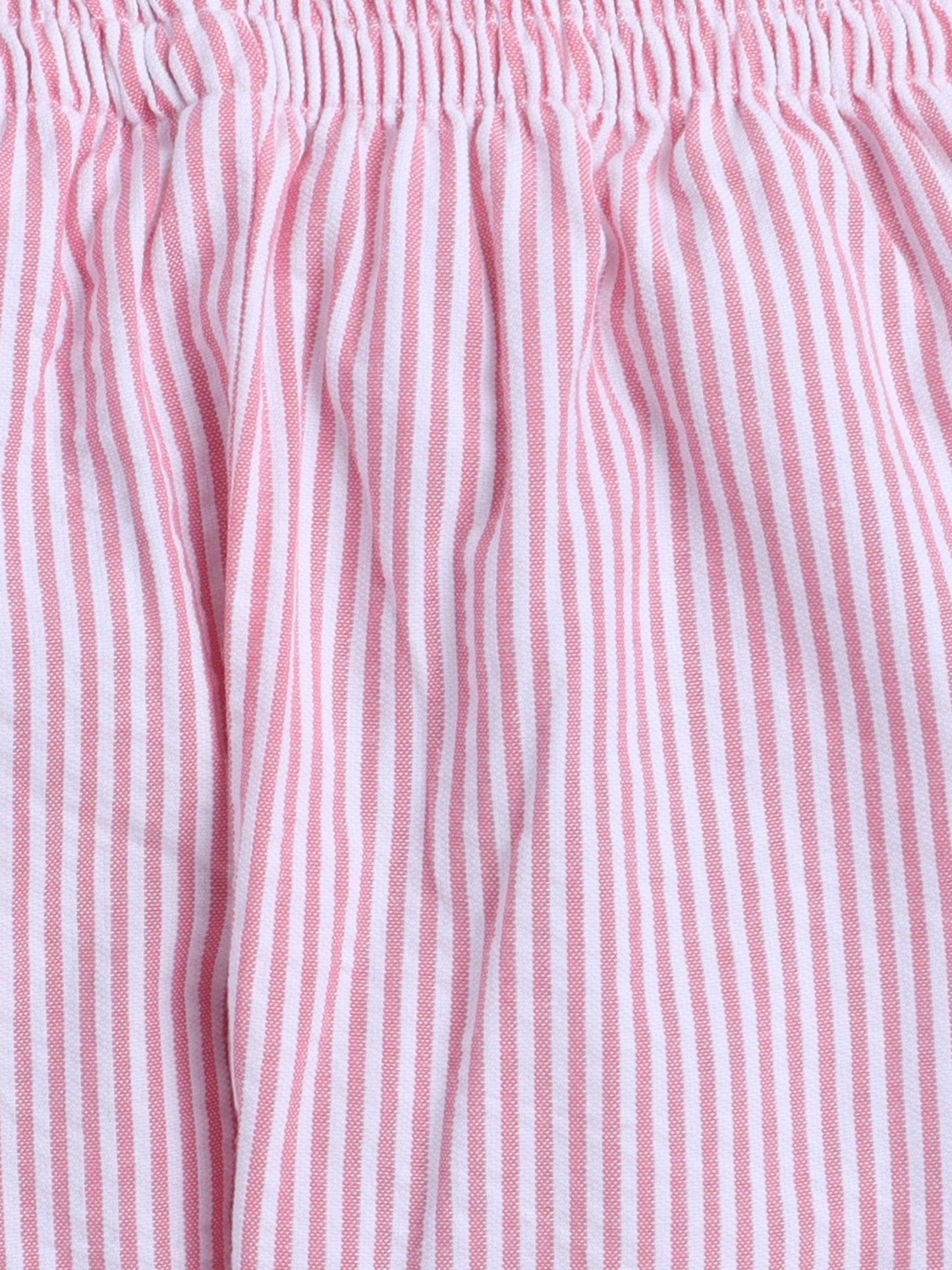 Pink and White Stripes Nightsuit with Butterfly Embroidery on Pocket- Pink and White