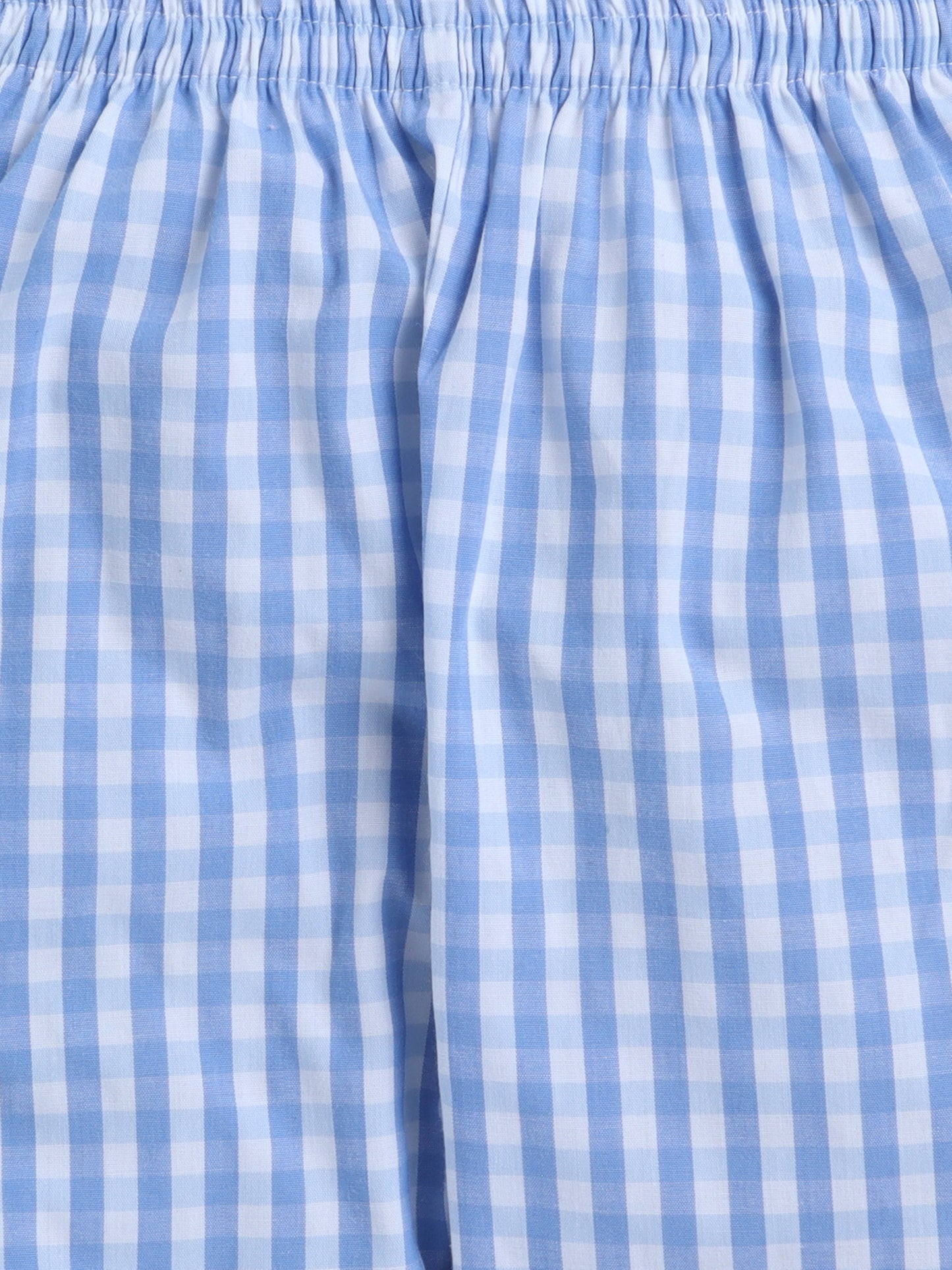 Blue and White Checks Nightsuit with Rocket Embroidery on Pocket- Blue and White