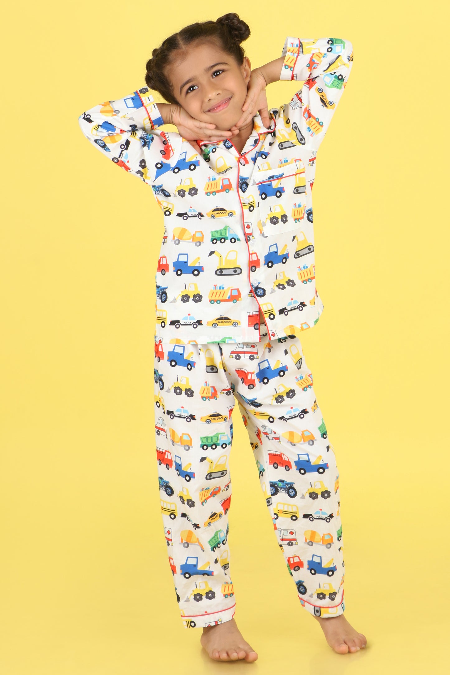 Cars Print Nightsuit- White