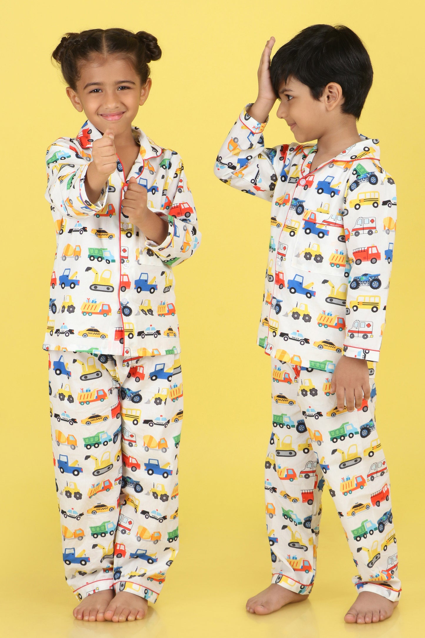 Cars Print Nightsuit- White