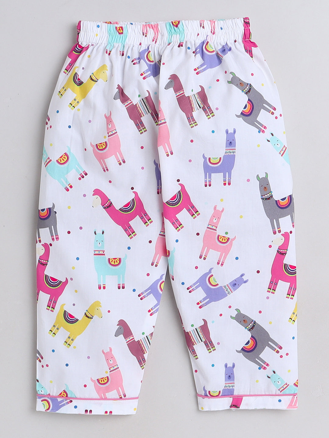 Llamas Print Night Suit- White