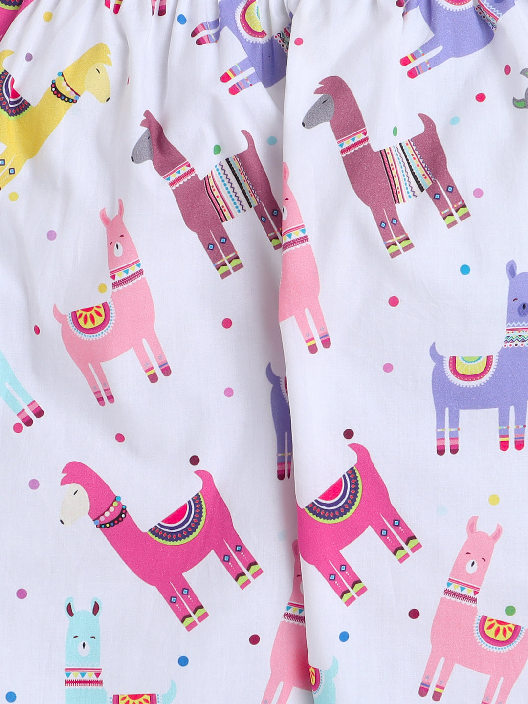 Llamas Print Night Suit- White