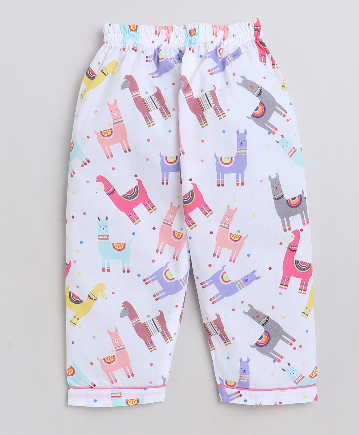 Llama Print T-shirt and Pyjama- Pink and White