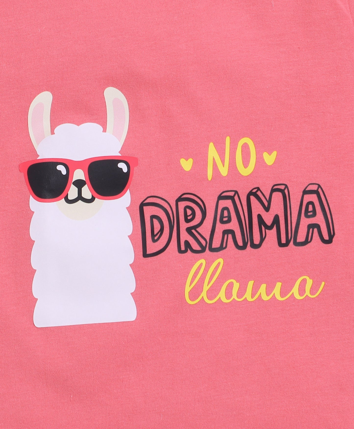 Llama Print T-shirt and Pyjama- Pink and White