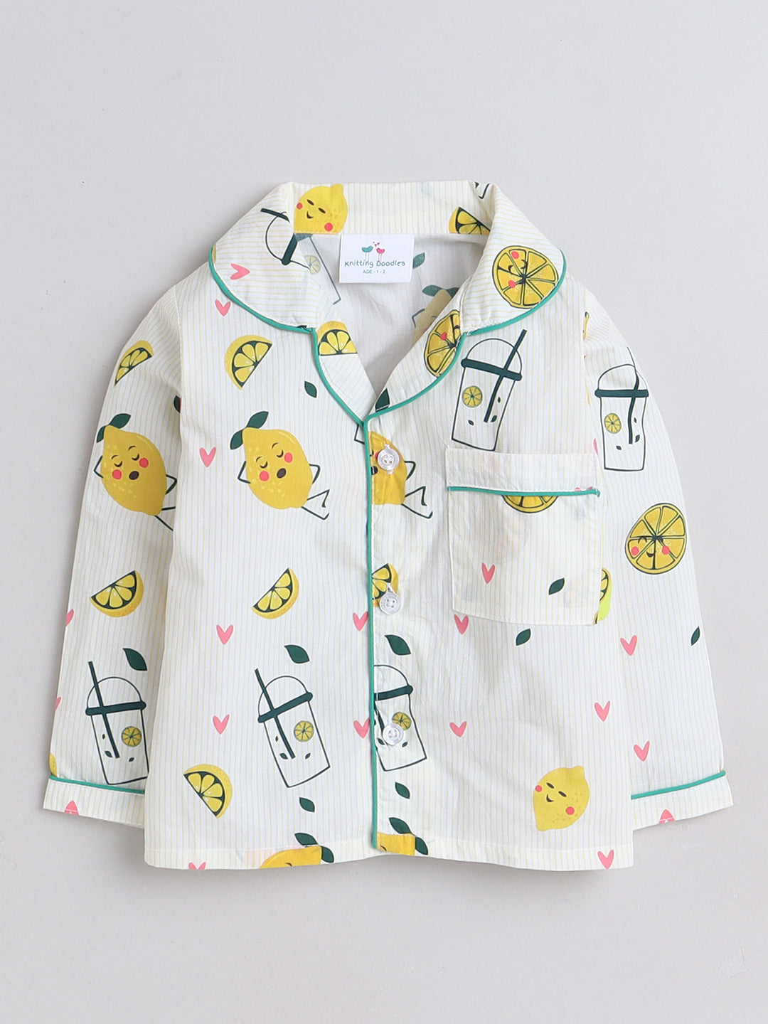 Lemons and Lemonade Print Night Suit- Yellow