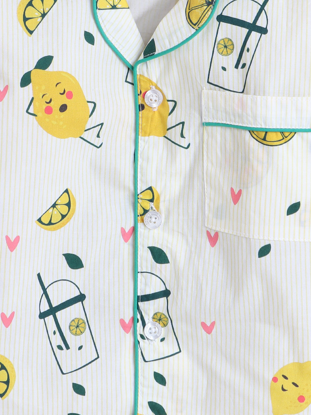 Lemons and Lemonade Print Night Suit- Yellow