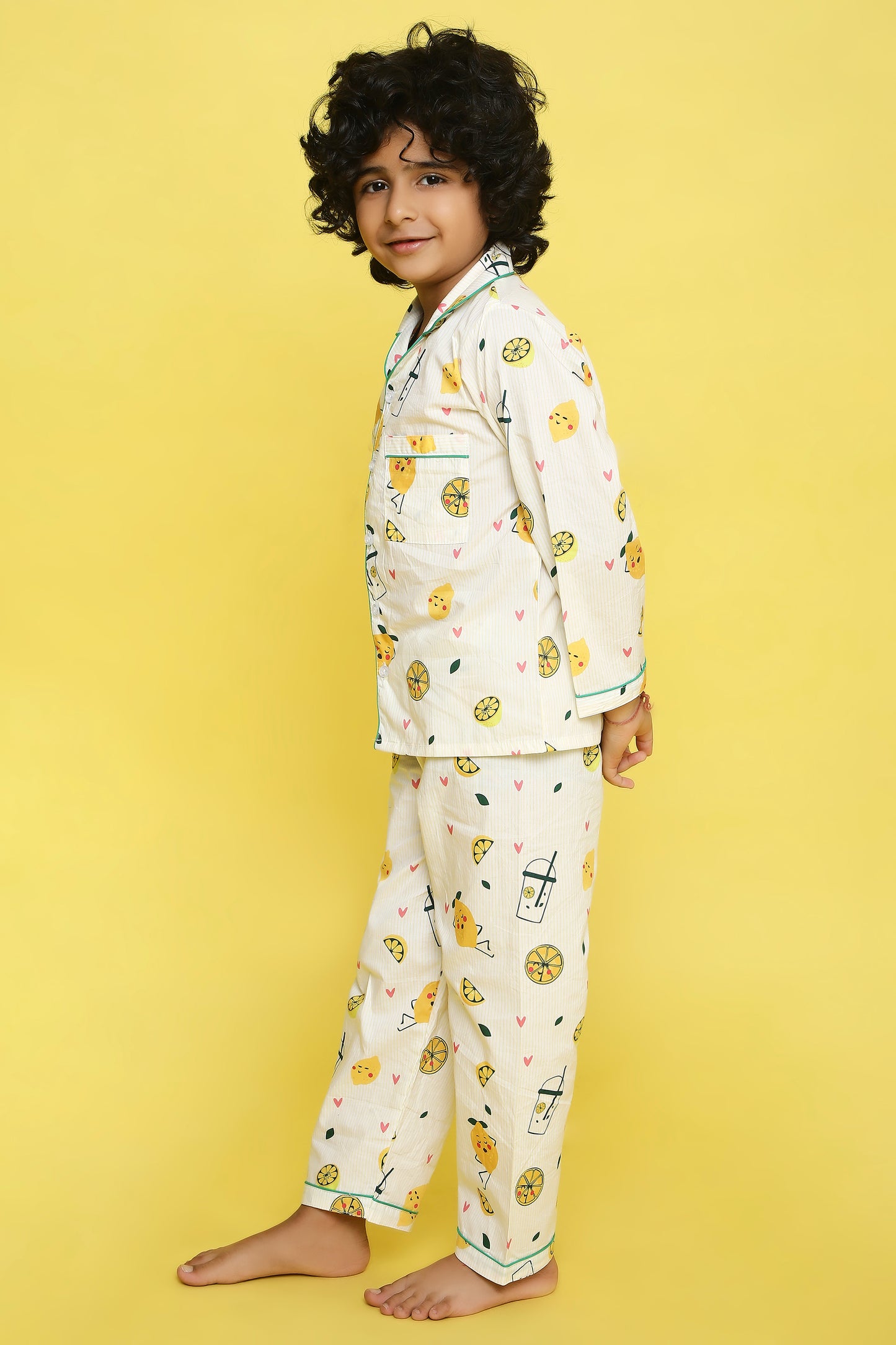 Lemons and Lemonade Print Night Suit- Yellow