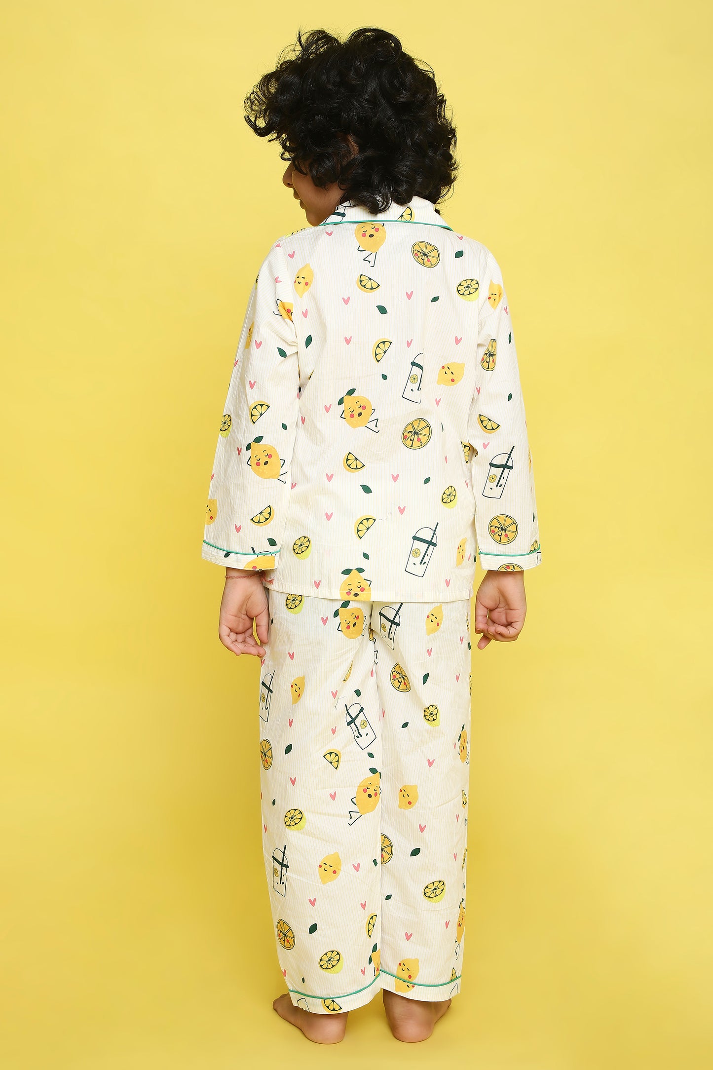 Lemons and Lemonade Print Night Suit- Yellow