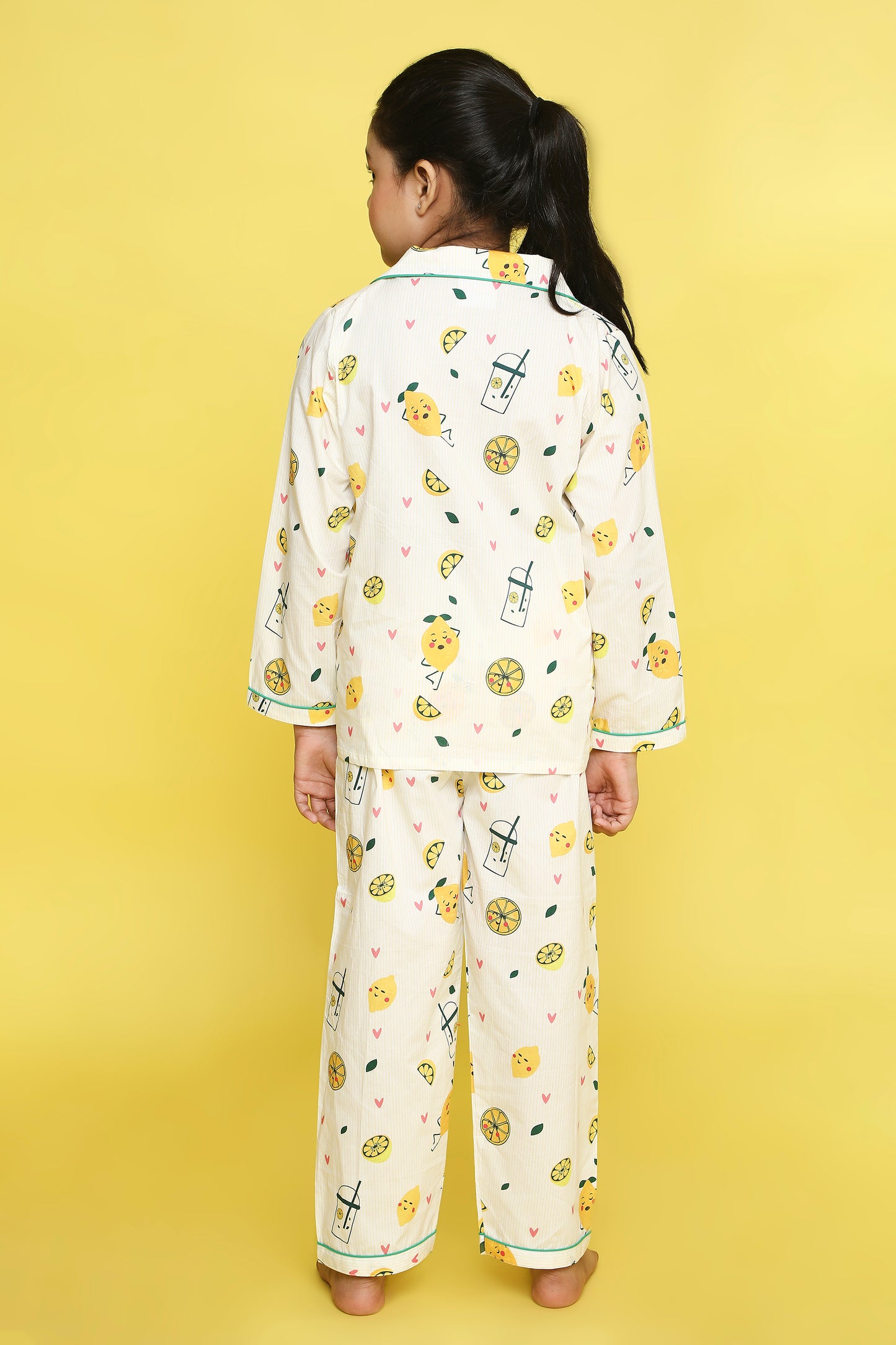 Lemons and Lemonade Print Night Suit- Yellow
