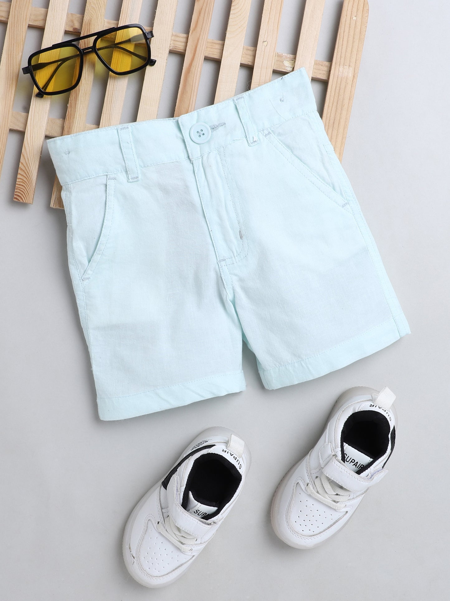 Boys' Shorts with Adjustable Waist- Light Blue