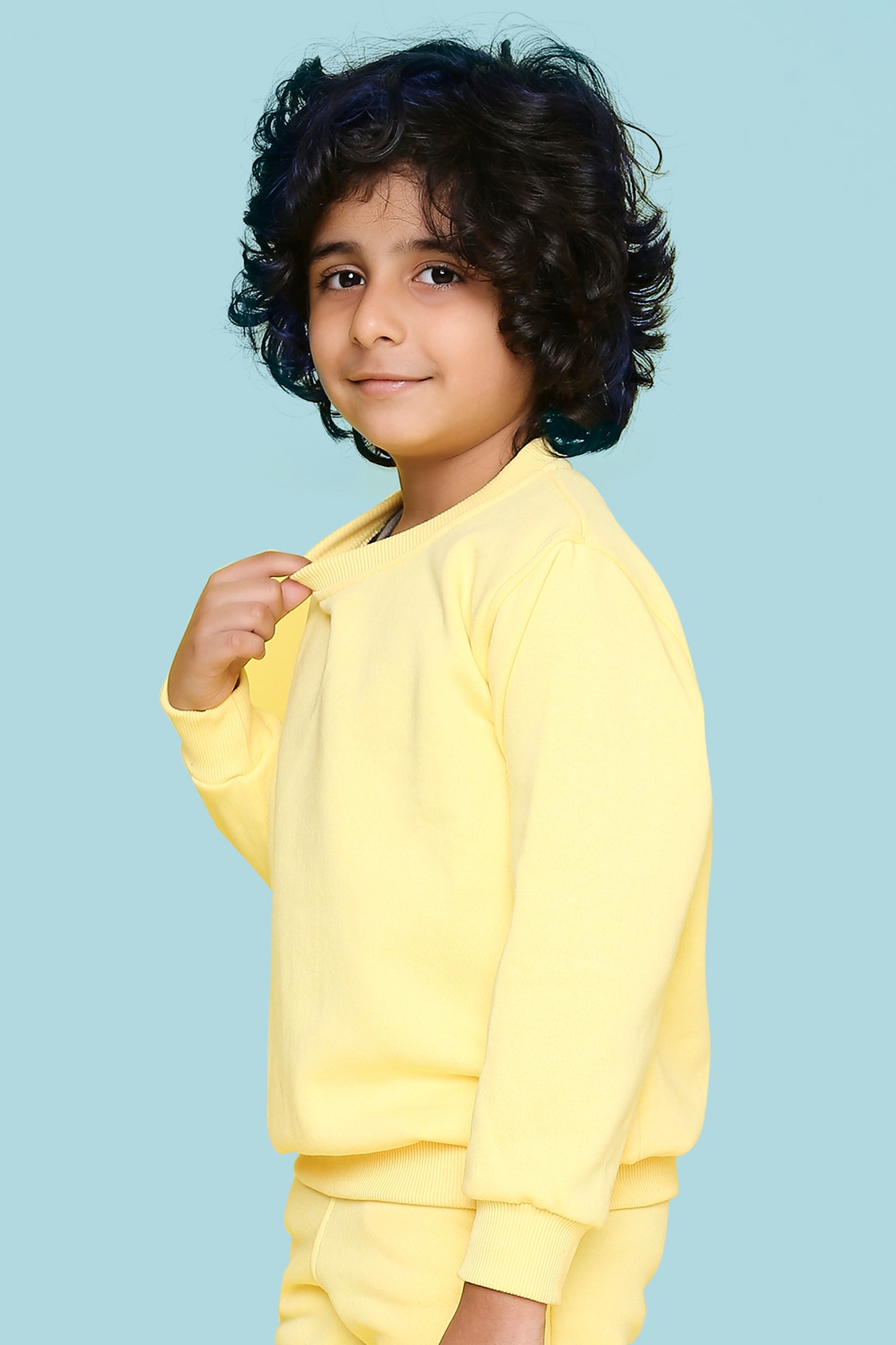 Knitting Doodles Kid's Sweatshirt with Warm Fleece- Light Yellow