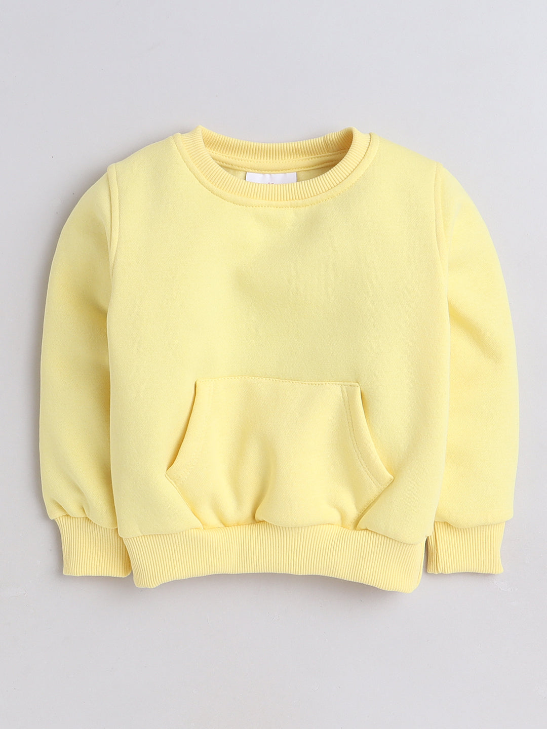 Knitting Doodles Kid's Sweatshirt with Warm Fleece and Pocket in front- Light Yellow