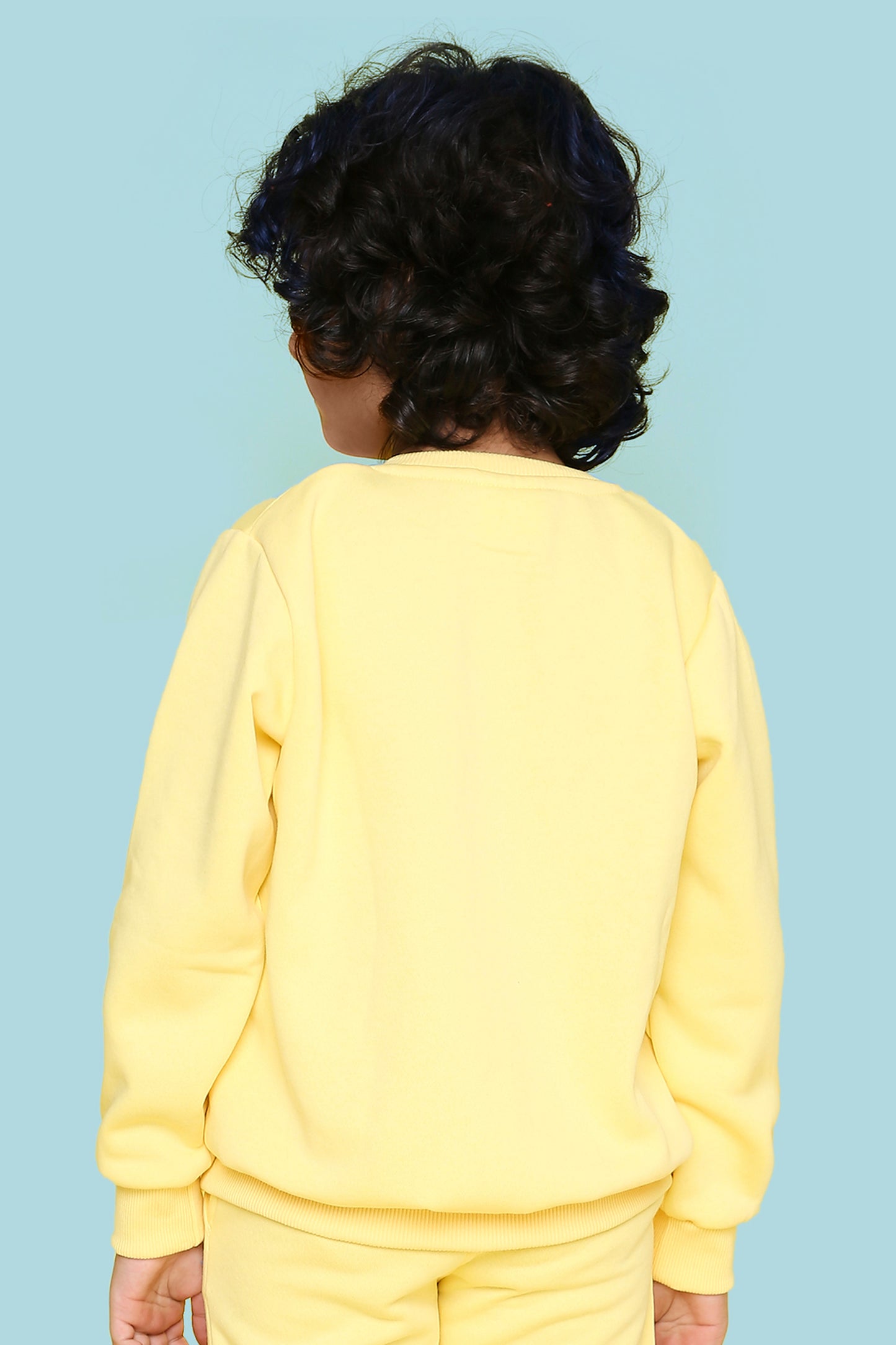 Knitting Doodles Kids' Jacket with Warm Fleece and Rocket Print- Yellow