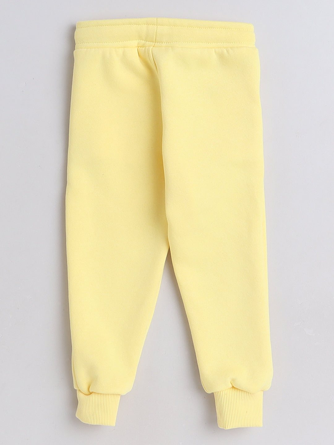 Knitting Doodles Kid's Trackpant with warm Fleece and Elasticated waist- Light Yellow