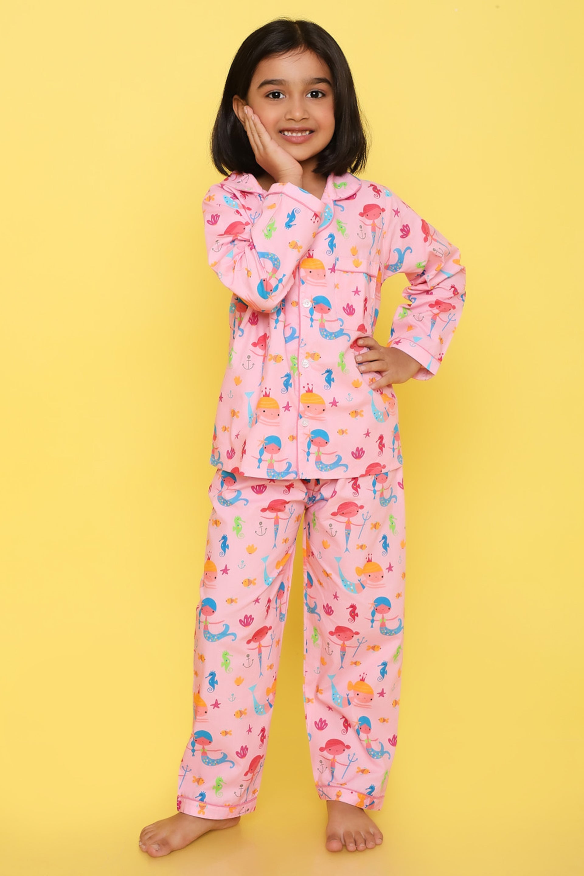 Mermaid Print- Pink – Knitting Doodles Best Kids Wear Store in