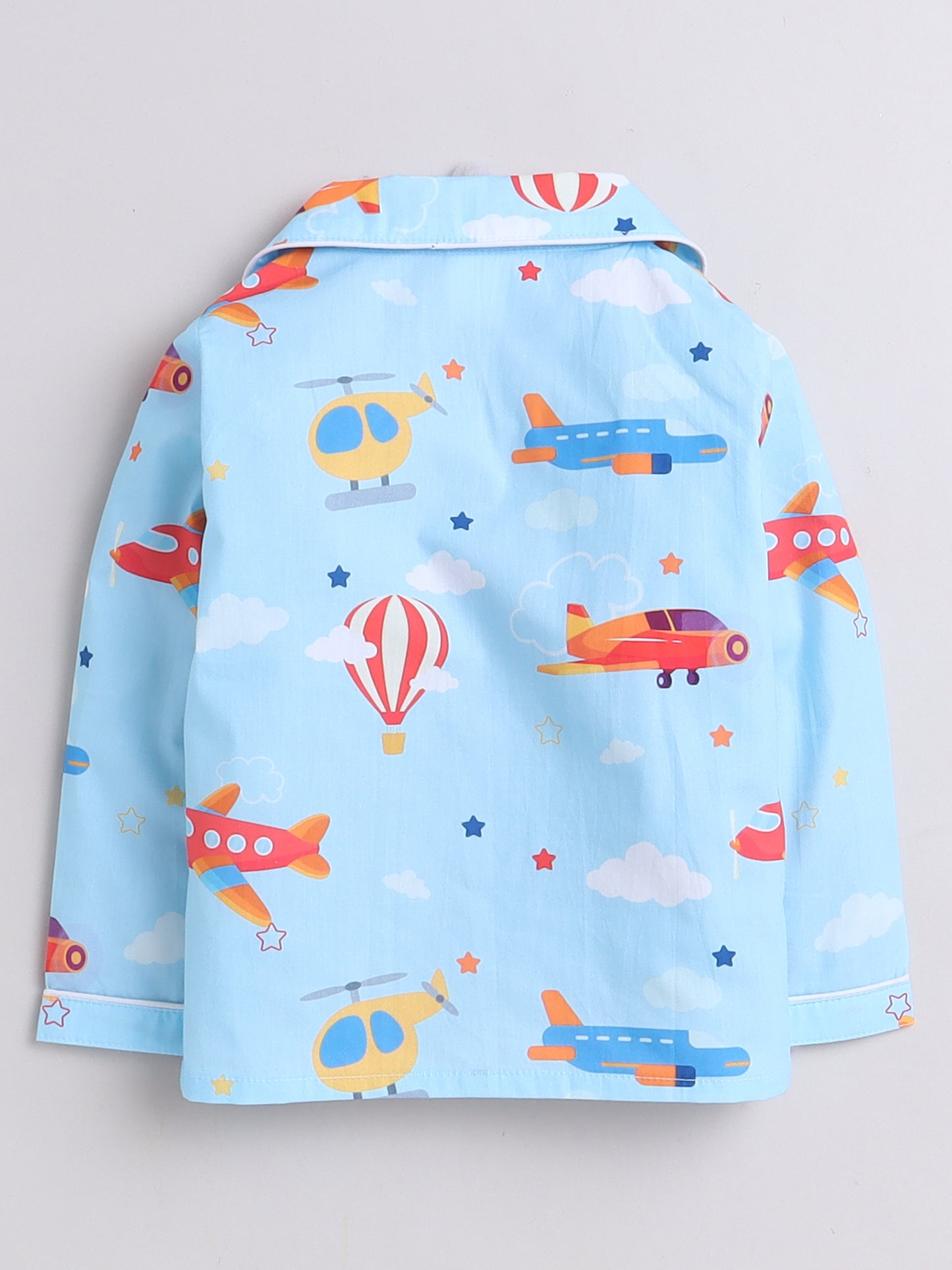 Airplanes, Coptors & Hot Air Balloons Print- Blue