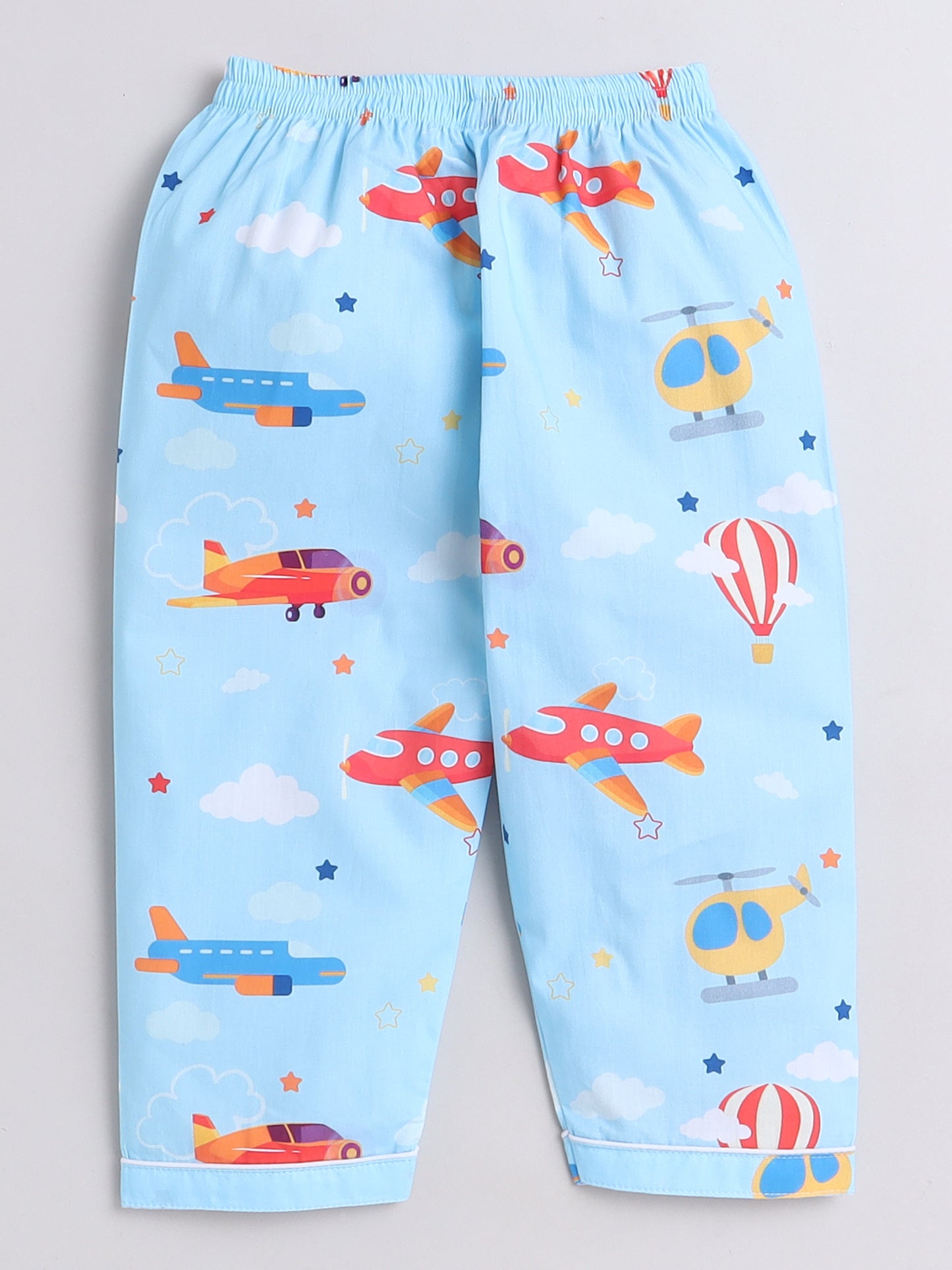 Airplanes, Coptors & Hot Air Balloons Print- Blue